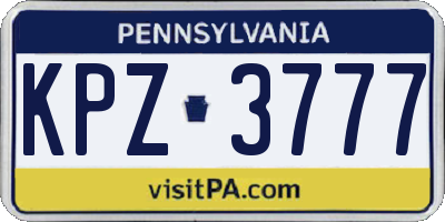 PA license plate KPZ3777
