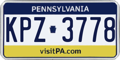 PA license plate KPZ3778