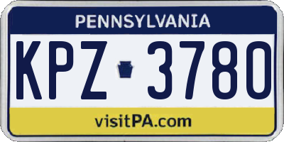 PA license plate KPZ3780
