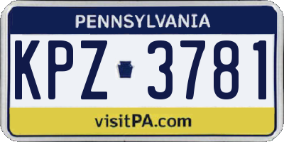 PA license plate KPZ3781