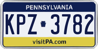 PA license plate KPZ3782