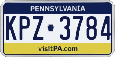 PA license plate KPZ3784