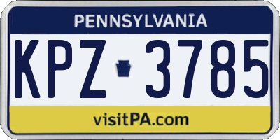 PA license plate KPZ3785