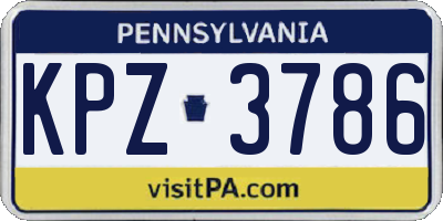 PA license plate KPZ3786