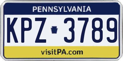PA license plate KPZ3789