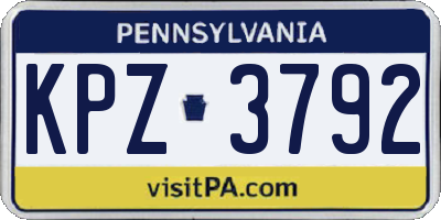 PA license plate KPZ3792