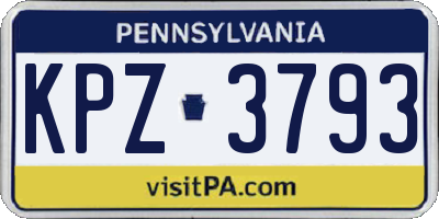 PA license plate KPZ3793