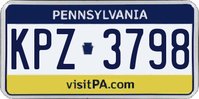 PA license plate KPZ3798