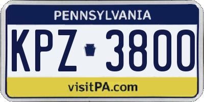 PA license plate KPZ3800
