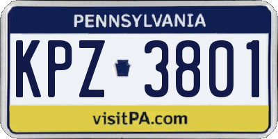 PA license plate KPZ3801