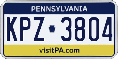 PA license plate KPZ3804