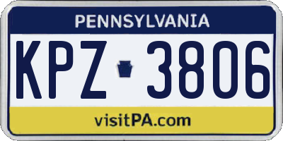 PA license plate KPZ3806