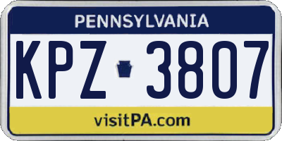 PA license plate KPZ3807