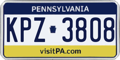 PA license plate KPZ3808