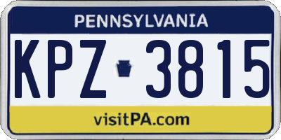 PA license plate KPZ3815