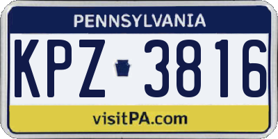 PA license plate KPZ3816