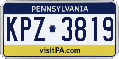 PA license plate KPZ3819
