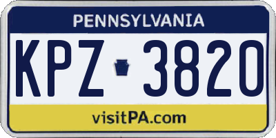 PA license plate KPZ3820