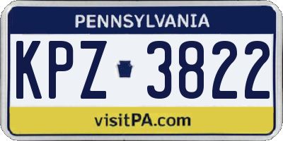 PA license plate KPZ3822