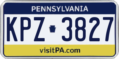 PA license plate KPZ3827