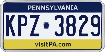 PA license plate KPZ3829
