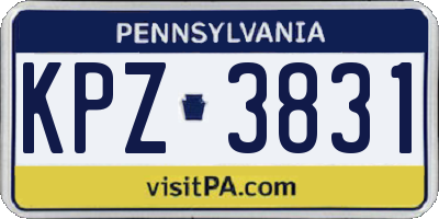 PA license plate KPZ3831