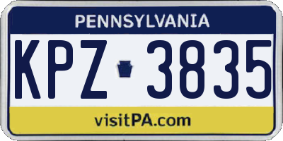 PA license plate KPZ3835