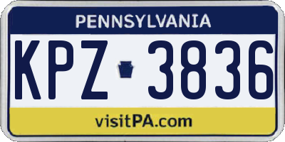 PA license plate KPZ3836