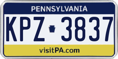 PA license plate KPZ3837