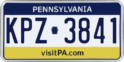 PA license plate KPZ3841