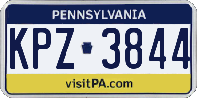 PA license plate KPZ3844
