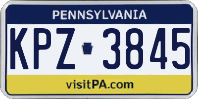 PA license plate KPZ3845