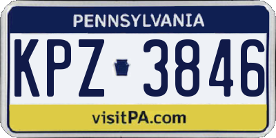 PA license plate KPZ3846