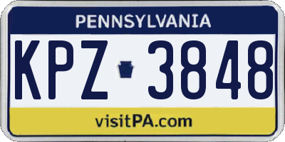 PA license plate KPZ3848