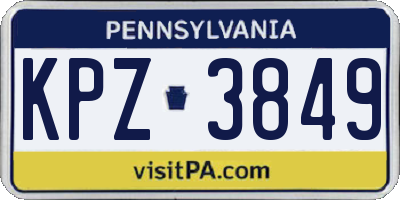 PA license plate KPZ3849