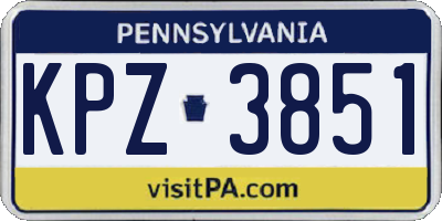 PA license plate KPZ3851