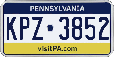 PA license plate KPZ3852