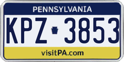 PA license plate KPZ3853