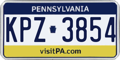 PA license plate KPZ3854