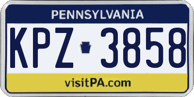 PA license plate KPZ3858