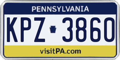 PA license plate KPZ3860