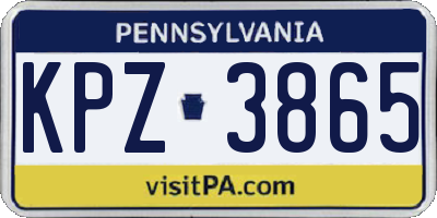 PA license plate KPZ3865