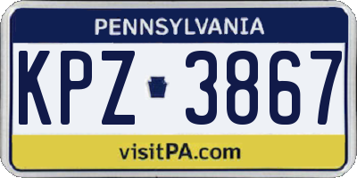 PA license plate KPZ3867