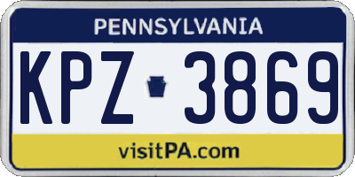 PA license plate KPZ3869