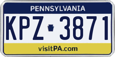 PA license plate KPZ3871