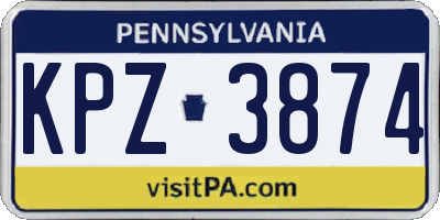 PA license plate KPZ3874