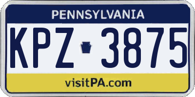PA license plate KPZ3875