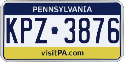 PA license plate KPZ3876