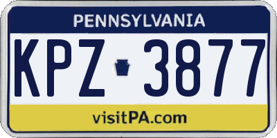 PA license plate KPZ3877