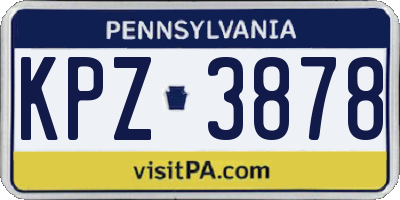 PA license plate KPZ3878